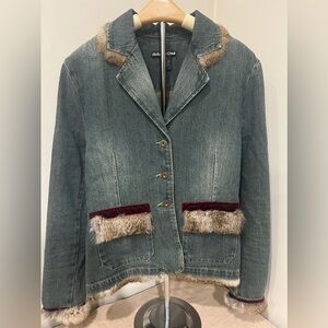 Rubber Doll Denim Jacket with velvet and fur trimming-size M